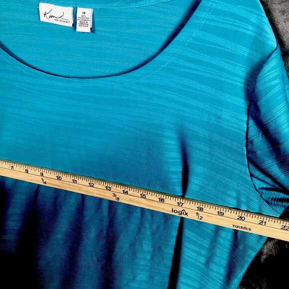 Kim Rogers Women’s Size 1 X Large Turquoise Short Sleeve Top Shirt Blouse - Picture 4 of 7
